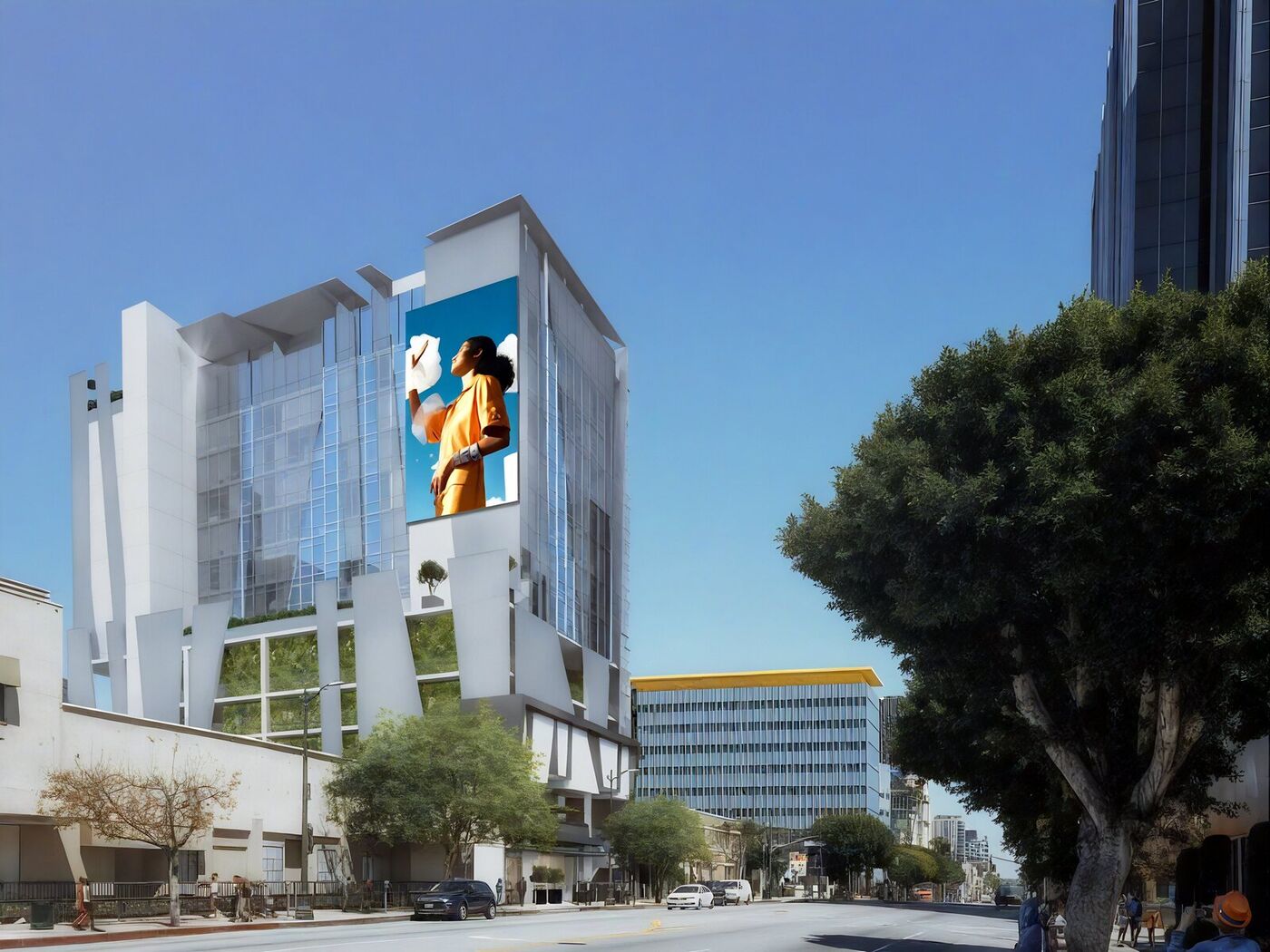 Daytime architectural rendering of the approved 175-key Sunset Hotel
